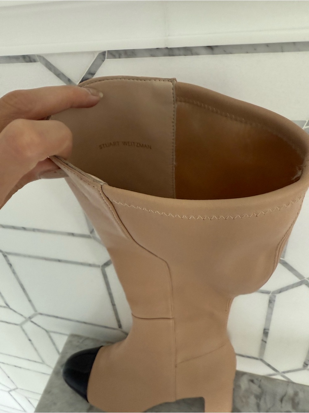 Stuart Weitzman leather boots Two-Tone Knee high toe cap - Picture 4 of 11